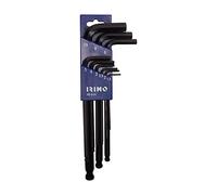 Irimo Juego petaca de 9 llaves hexagonales pavonadas largas con bola 1,5-10 mm