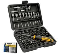Juego puntas con destornillador 1/4 122 pzs. con apadtador. cromo vanadio, kit llave combinada, kit carraca,