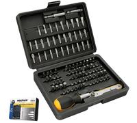 Juego puntas con destornillador 1/4 99 pzs. con apadtador. cromo vanadio, kit llave combinada, kit carraca,