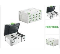 Juego Sortainer SYS 3-SORT/12 de Festool (491986) Maletín de surtido + Systainer T-LOC SORT-SYS 2 TL Domino (498889)