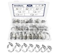 Juego surtido de 60 abrazaderas de manguera de acero inoxidable, ajustable de 6 a 38 mm, abrazadera de metal para tubería de combustible de fontanería, lavadora, mecánica, jardín y automoción
