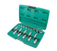 Juego Torx de 19 piezas de 1/2" con maletín de WIESEMANN 1893 | Hecho de Acero al cromo vanadio | Con vasos de carraca y puntas Torx | Juego especial | 80195