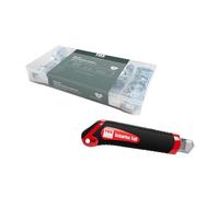 Juego TOX con abrazaderas para mangueras (26 uds) + cúter con 2 cuchillas, 6 tamaños en caja de transporte, rango 10-40 mm, 094909159