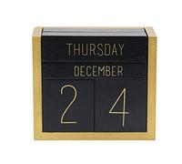 Juegoal Calendario perpetuo de madera, calendario diario de bloques de madera, accesorios de escritorio de oficina (negro)