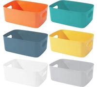 Juegos de almacenamiento de plástico - 6 piezas - con asa - para estudio/oficina/baño - 19 x 13,5 x 7,5 cm