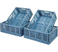 Juegos de almacenamiento de plástico, de 4 piezas, color azul, apilables, para oficina en casa