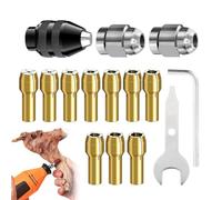 Juegos de coleta de perforación, Chuck Collet Set,Cambio rápido Chuck Collet | Reemplazo de vástago sin llave 1/32-1/8 pulgadas para herramientas giratorias, accesorios de molinillo eléctrico