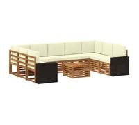 Juegos De Sofás 10 Pcs Natural Y Crema Madera De Acacia Sólida Vidaxl