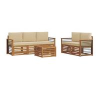 Juegos De Sofás 6 Pcs Natural Y Beige Madera De Acacia Sólida Vidaxl