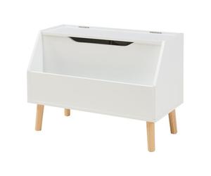 Juguetero aavanrar con tapa mdf 60x30x43cm - blanco [en.casa]