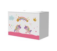Juguetero para niños oleiros motivo unicornio aglomerado 40 x 60 x 30 cm multicolor [en.casa]