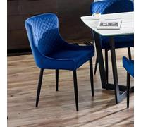 Julian Bowen Juego de 2 sillas Luxe, azul/negro | Sillas de cocina tapizadas contemporáneas para comedor, asiento de cocina acolchado