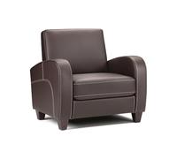 Julian Bowen Sillón Vivo, Piel sintética marrón | Sillón clásico para sala de estar, piel sintética suave, marco de madera dura resistente