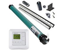 JULIUS MAYER Motor tubular electromecánico JM35-100 (10Nm | SW40) para persianas + JAROLIFT Sevenlogic Comfort Reloj conmutador + SW40 Set para cajones externos hasta 205 cm