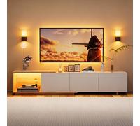 Julyue Mueble TV Extensible 163-240 cm, Mueble Bajo con LED Sensor, USB y Pasacables, 3 Cajones de Apertura a Presión, para Televisor hasta 75 Pulgadas