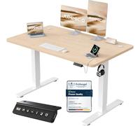 JUMMICO Escritorio Elevable Eléctrico con Cargador USB, Escritorio Regulable en Altura Ergonomica Escritorio de pie Ajustable Smart Panel con Funciones de Memoria, Standing Desk 120 x 60 cm, Beige