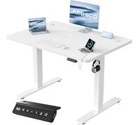 JUMMICO Escritorio Elevable Eléctrico con Cargador USB, Escritorio Regulable en Altura Ergonomica Escritorio de pie Ajustable Smart Panel con Funciones de Memoria, Standing Desk 100 x 60 cm, Blanco