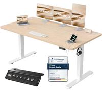 JUMMICO Escritorio Elevable Eléctrico con Cargador USB, Escritorio Regulable en Altura Ergonomica Escritorio de pie Ajustable Smart Panel con Funciones de Memoria, Standing Desk 160 x 70 cm, Beige