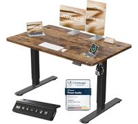 JUMMICO Escritorio Elevable Eléctrico con Cargador USB, Escritorio Regulable en Altura Ergonomica Escritorio de pie Ajustable Smart Panel con Funciones de Memoria, Standing Desk 120 x 60 cm, Marron