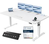JUMMICO Escritorio Elevable Eléctrico con Cargador USB, Standing Desk 180 x 80 cm, Blanco