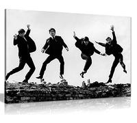 Jump, lienzo enmarcado para pared, cuadros en lienzo para sala de estar, decoración artística para paredes de dormitorio, blanco y negro The Beatles Jumping, impresión para ocasiones especiales (76 x