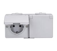 JUNG 622WW Base de Enchufe Doble Schuko, 16 A / 250 V para Montaje Horizontal, Caja 140 x 68 x 47mm