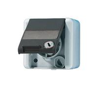 Jung 820 NA W SL AP/WD Toma de corriente con campo de inscripción y cerradura