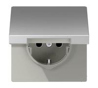 Jung - Base enchufe con tap protección niños aluminio