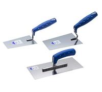 Jung Henkelmann 20000301 - Juego de palas de acero inoxidable con mango suave (paleta de yeso, paleta de alisado, paleta de albañil y cuello, acero inoxidable)
