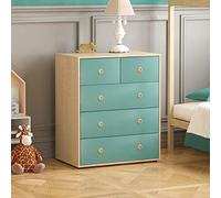 Junior Vida Neptune - Cómoda de 5 cajones para Almacenamiento de Dormitorio Moderno para niños (Azul y Roble)