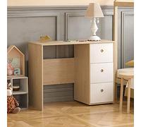 Junior Vida Neptune - Escritorio de 3 cajones para computadora, computadora portátil, estación de Trabajo, Estudio en casa, Muebles para niños (Blanco y Roble)