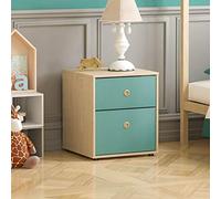 Junior Vida Neptune - Mesita de Noche con 2 cajones, cómoda de Almacenamiento para Dormitorio, Muebles Infantiles (Azul y Roble)