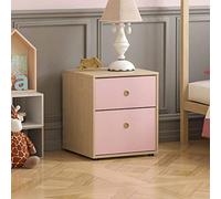 Junior Vida Neptune - Mesita de Noche con 2 cajones, cómoda de Almacenamiento para Dormitorio, Muebles Infantiles (Rosa y Roble)