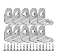 Junta de soporte esquina gabinete acero inoxidable con tornillos, sujetadores for mamparas madera, estantes, herrajes for muebles Adatto per ripiani e supporti(10Set-16x20mm)