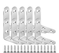 Junta de soporte esquina gabinete acero inoxidable con tornillos, sujetadores for mamparas madera, estantes, herrajes for muebles Adatto per ripiani e supporti(10Set-16x40mm)