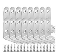 Junta de soporte esquina gabinete acero inoxidable con tornillos, sujetadores for mamparas madera, estantes, herrajes for muebles Adatto per ripiani e supporti(20Set-16x40mm)
