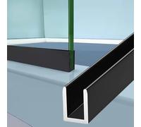 Juntas Mampara Ducha Perfil en U Profundo Negro Mate de 6, 8, 10, 12 mm Riel Fijo Sin Marco para Mampara de Ducha Guía de Montaje en Pared Moldura de Sujeción del Cristal(Black-6mm,78.7 in/200 cm)