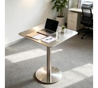 Junvstor Mesa de Oficina para Ordenador, Escritorio de Comedor de Cocina, Mesa Decorativa Moderna para bistró, Bar, Pub, cóctel, Mesa de mostrador de Bebidas de Acero Inoxidable(60x60x95cm)