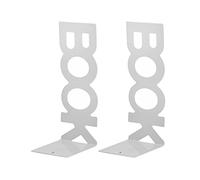 JunZheHub 2 Piezas Soporte para Libros Sujetalibros Decorativo Organizador de Escritorio Separador de Metal Robusto Adecuado para Oficina Hogar Escuela, Blanco, Individual