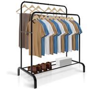JUPPLIES Burro Ropa Resistente - Perchero Burro Doble con Soporte (Negro, Sin Ruedas)