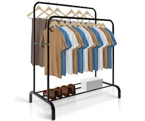 JUPPLIES Burro Ropa Resistente - Perchero Burro Doble con Soporte (Negro, Sin Ruedas)
