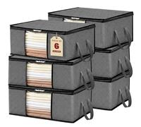 JUPPLIES Cajas Almacenaje Ropa 35L - 35,5x50x18,5cm - Bolsas Almacenaje de Ropa con Ventana Transparente, Cremallera Bidireccional Mejorada y Asas Reforzadas (Pack 6)