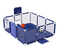 JUPPLIES Parque Infantil Bebe + Pelota de Fútbol y Baloncesto - Corralito Plegable 180 x 120 x 60cm - Parque de Juegos Con Malla Transpirable - Centro de Actividades Gimnasio Parque Cuna Azul