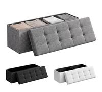 JUPPLIES Puff Almancenaje Acolchado de 130L - Baul Almacenaje de Tela para Dormitorio - Banco de Almacenaje con Capacidad de Carga 300 kg - Mueble Almacenaje Juguetes Infantil (Gris, 110x38x38cm)