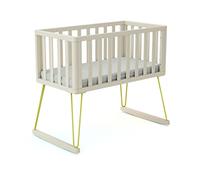 JURABABY - Cuna bebe mecedora ONLY madera Blanco y Amarillo 40 x 80 cm