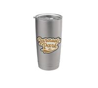 Jurassic Park Script Logo Vaso térmico de acero inoxidable de doble pared