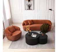JURMALYN Sofá modular de 220 cm para sala de estar, sofá curvo con juego de sofá giratorio, sofá boucle tapizado de lujo y sillón redondo, juego de 2 para el hogar, oficina, apartamento, color naranja