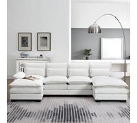 JURMALYN Sofá modular de terciopelo de 109.8 pulgadas, sofá en forma de U con chaise lounge, sofá tapizado grande para el hogar, oficina, apartamento, color blanco