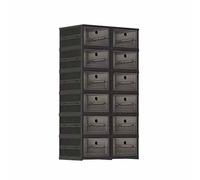 JUSHZ Zapatero Entrada Recibidor Mueble Zapatero Armario para Guardar Zapatos Zapatero Tela Modular Zapateras Estrecho Alto Plegable para Puerta De Plástico (52x35×102.5cm,Black)