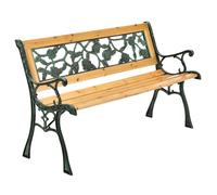 Juskys Banco de jardín Venezia - Banco de Madera de 2 plazas con reposabrazos y Respaldo - Banco Resistente a la Intemperie 122 x 54 x 73 cm - Elementos Laterales de Hierro Fundido